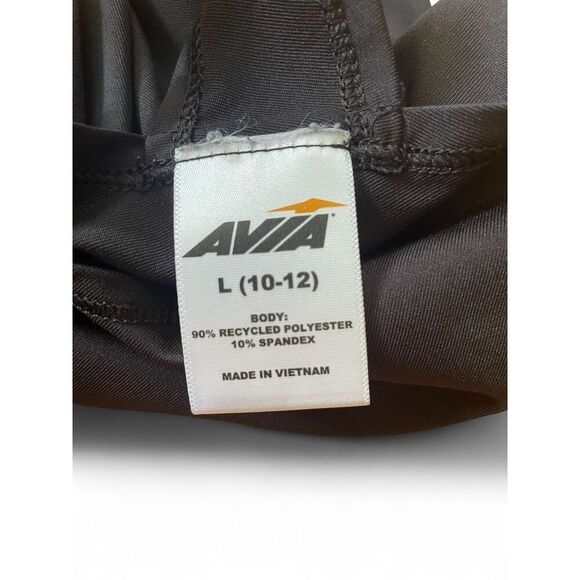 Avia Women’s Black Activewear Top L Cross Back Slit Hem Recycled Stretch Tee - Picture 3 of 7